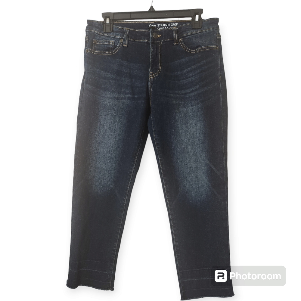 Gap Straight Crop Frayed Jeans size 8